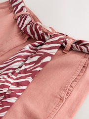 Rust Brown Barrel Leg Scarf Belt Trousers With Linen - Image 7 of 8