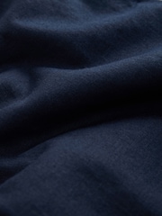 Navy Linen Rich Wide Leg Trousers With Piping - Image 7 of 7