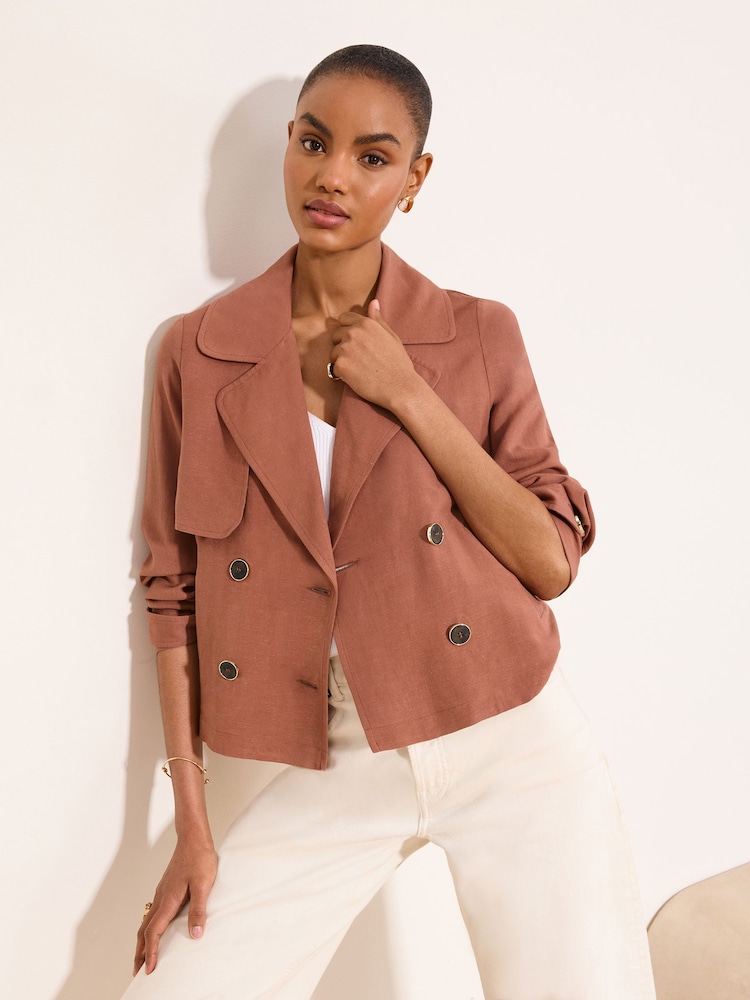 Lipsy Kurzer Trenchcoat mit einem Hauch von Leinen - Bild 1 von 4 Lipsy Kurzer Trenchcoat mit einem Hauch von Leinen - Bild 1 von 4