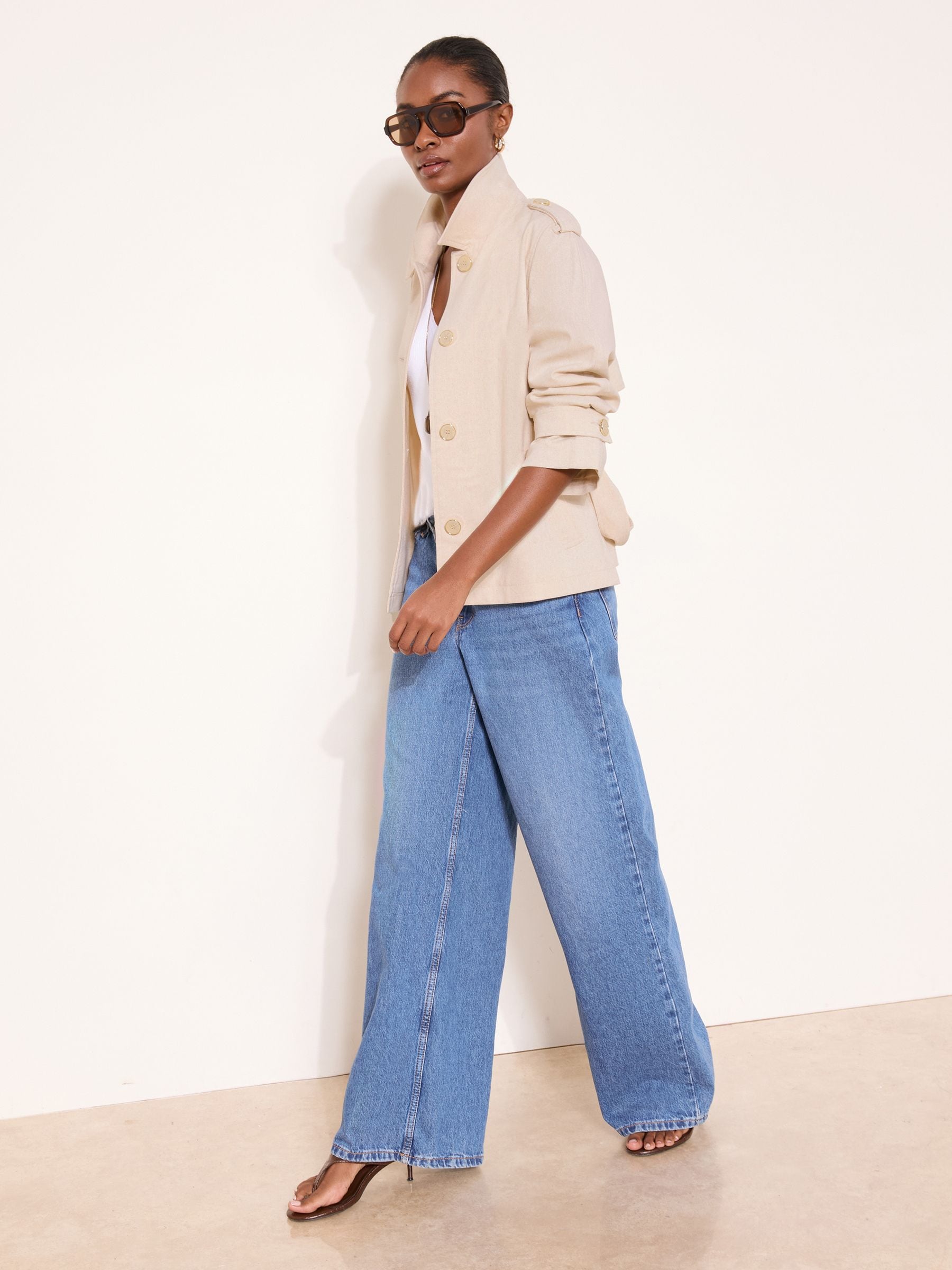 Buy Lipsy Cream With A Touch Of Linen Short Trench Coat With A
