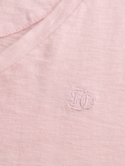 Superdry Pale Pink Slub Embroidered V-Neck T-Shirt - Image 5 of 5