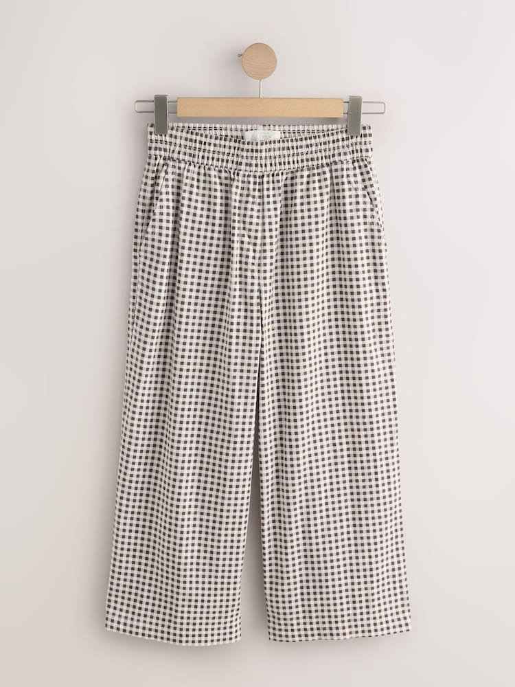 Black/Chocolate Gingham - Stretch Linen Blend Culottes 2 Pack - תמונה 2 מתוך 9 Black/Chocolate Gingham - Stretch Linen Blend Culottes 2 Pack - תמונה 2 מתוך 9