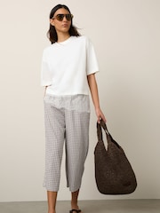 Black/Chocolate Gingham - Stretch Linen Blend Culottes 2 Pack - תמונה 4 מתוך 9