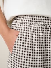 Black/Chocolate Gingham - Stretch Linen Blend Culottes 2 Pack - תמונה 6 מתוך 9