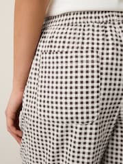 Black/Chocolate Gingham - Stretch Linen Blend Culottes 2 Pack - תמונה 7 מתוך 9