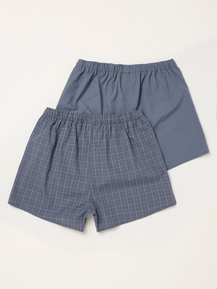 FatFace Grey 2 Pack Woven Boxers - Image 2 of 3