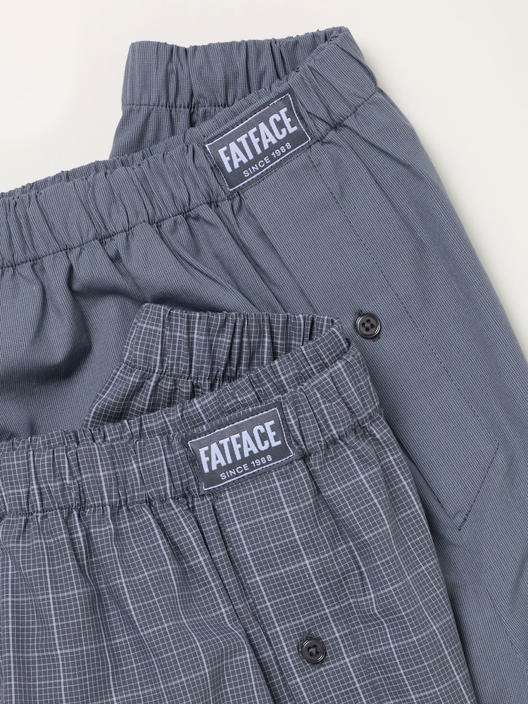 FatFace Grey 2 Pack Woven Boxers - Image 3 of 3