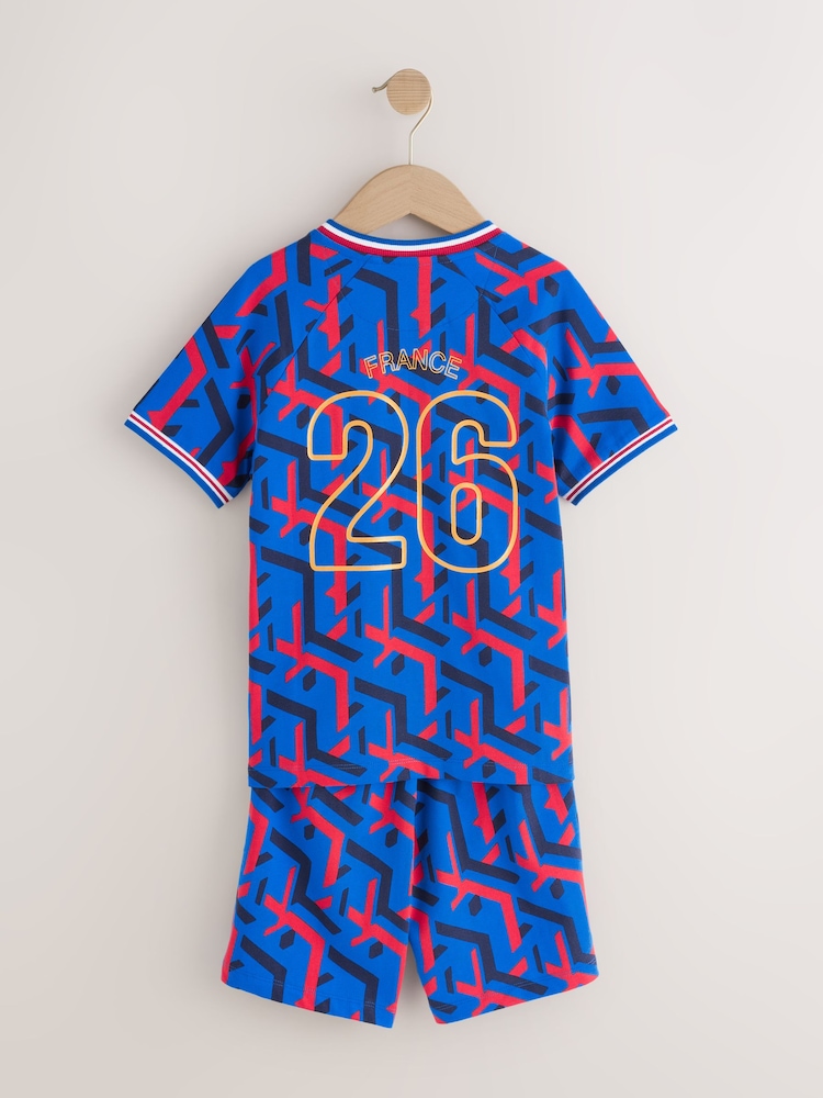 White/Blue/Red France Single Short Football Pyjamas (4-14yrs) - Image 2 of 4 White/Blue/Red France Single Short Football Pyjamas (4-14yrs) - Image 2 of 4