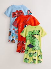 Red/Blue/Green Marvel Short Pyjamas 3 Pack (12mths-11yrs) - Image 1 of 8