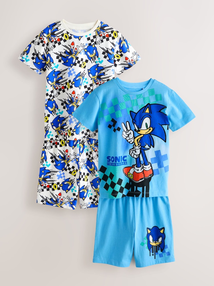 Blue/White Sonic Short Licence Pyjamas 2 Pack (3-14yrs) - Image 1 of 6