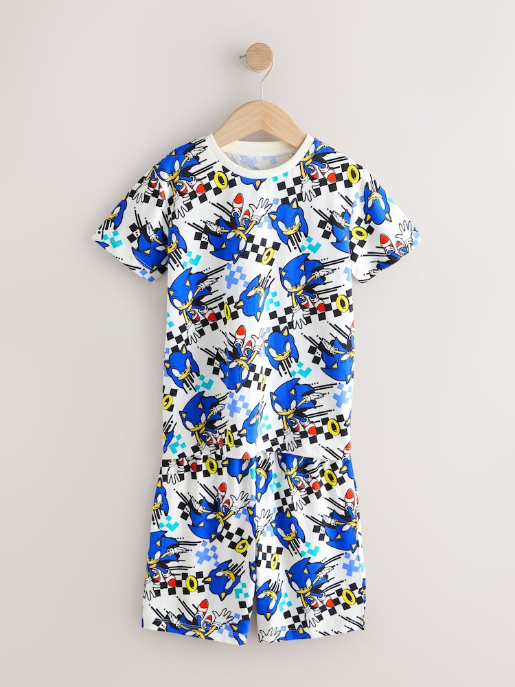 Blue/White Sonic Short Licence Pyjamas 2 Pack (3-14yrs) - Image 2 of 6