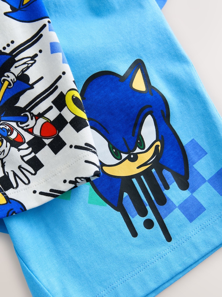 Blue/White Sonic Short Licence Pyjamas 2 Pack (3-14yrs) - Image 9 of 9 Blue/White Sonic Short Licence Pyjamas 2 Pack (3-14yrs) - Image 9 of 9