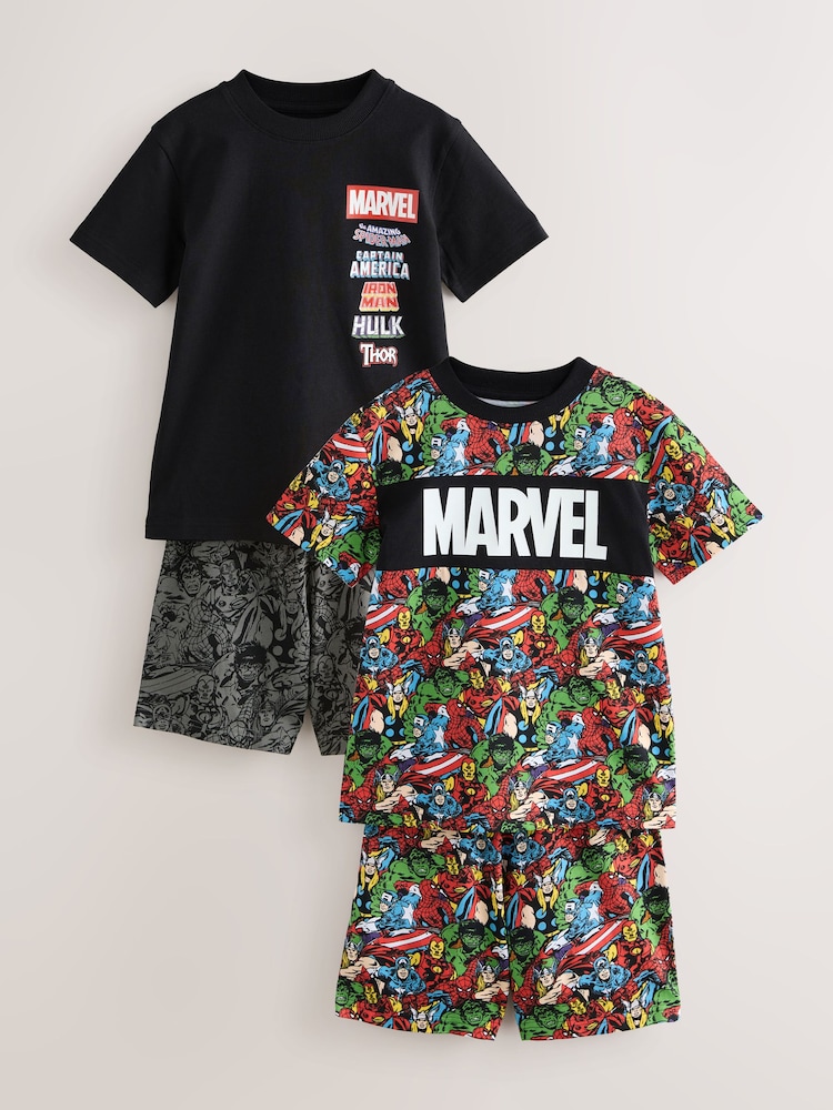 Black/Red Marvel Short Pyjamas 2 Pack (3-14yrs) - Image 1 of 7