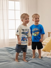 Blue/White Hot Wheels Short Pyjamas 2 Pack (12mths-10yrs) - Image 1 of 13