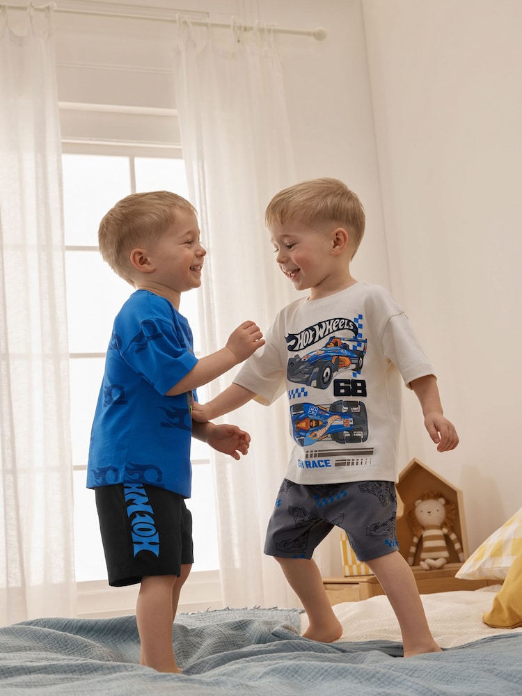 Blue/White Hot Wheels Short Pyjamas 2 Pack (12mths-10yrs) - Image 2 of 13