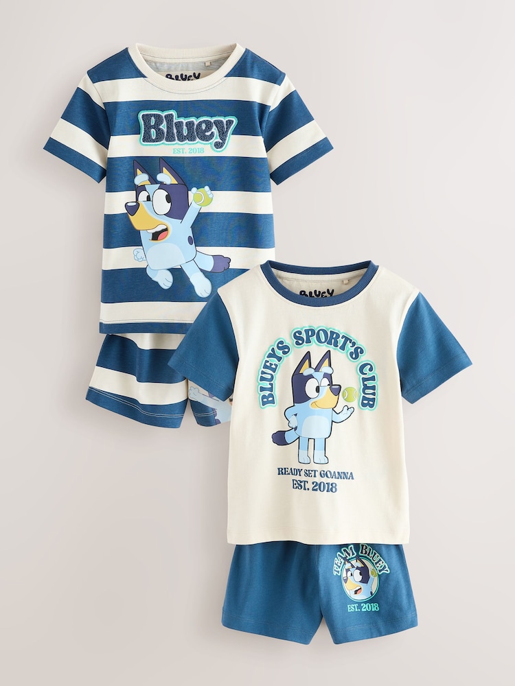 Blue/White Bluey Short Pyjamas 2 Pack (12mths-8yrs) - Image 1 of 11