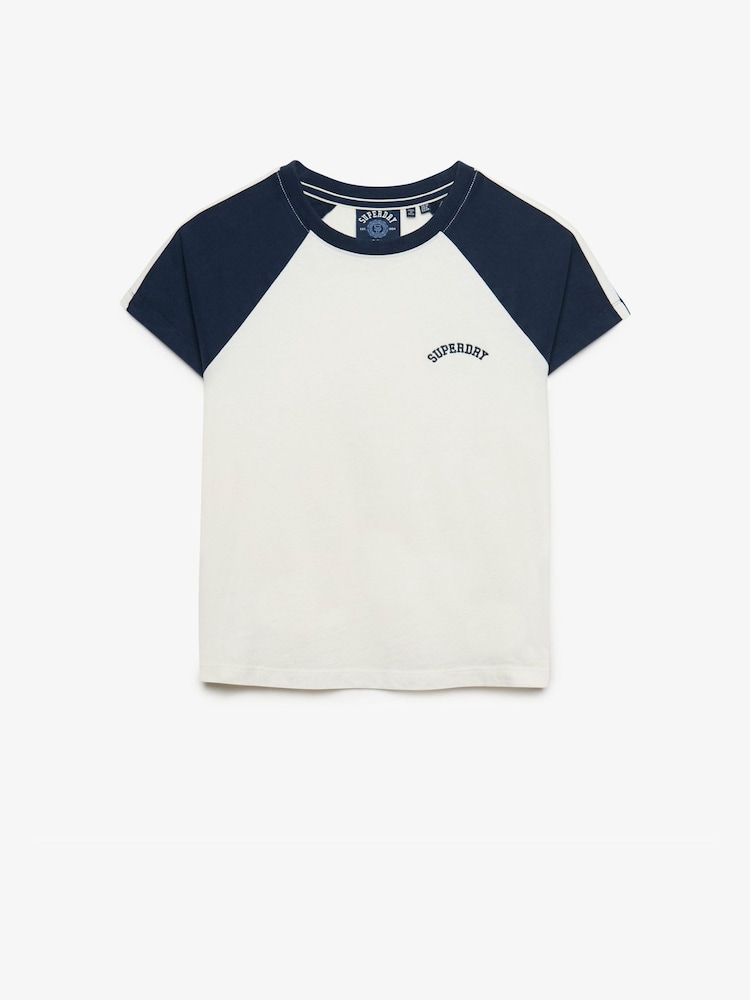 Superdry White/Blue Essential Retro T-Shirt - Image 1 of 2