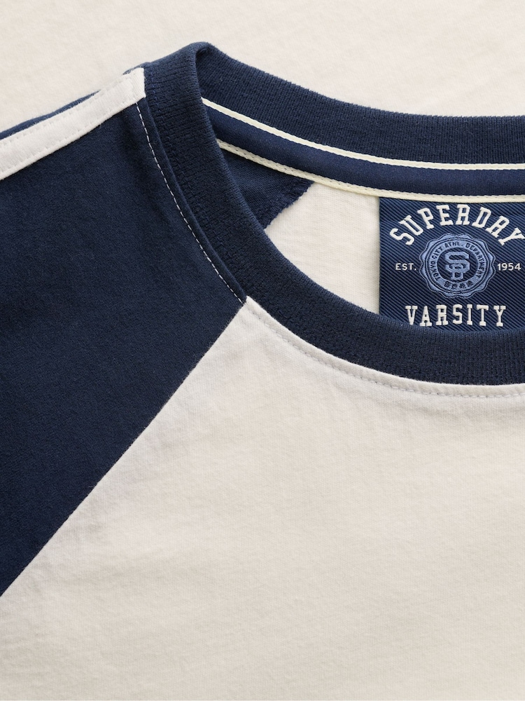 Superdry White/Blue Essential Retro T-Shirt - Image 2 of 2