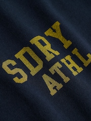 Superdry Navy Athletic Essentials Side Stripe Logo T-Shirt - Image 6 of 6