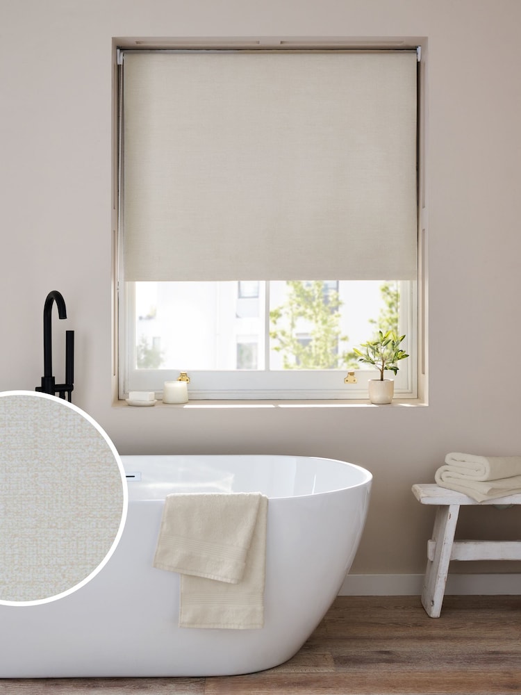 Natural Light Ready Made Printed Texture Moisture Resistant Roller Blinds - Image 1 of 6