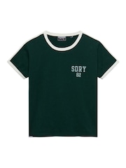 Superdry Green Athletic Essentials Side Stripe Logo T-Shirt - Image 5 of 6