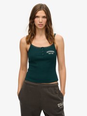 Superdry Green Athletic Essential Button Cami - Image 1 of 6