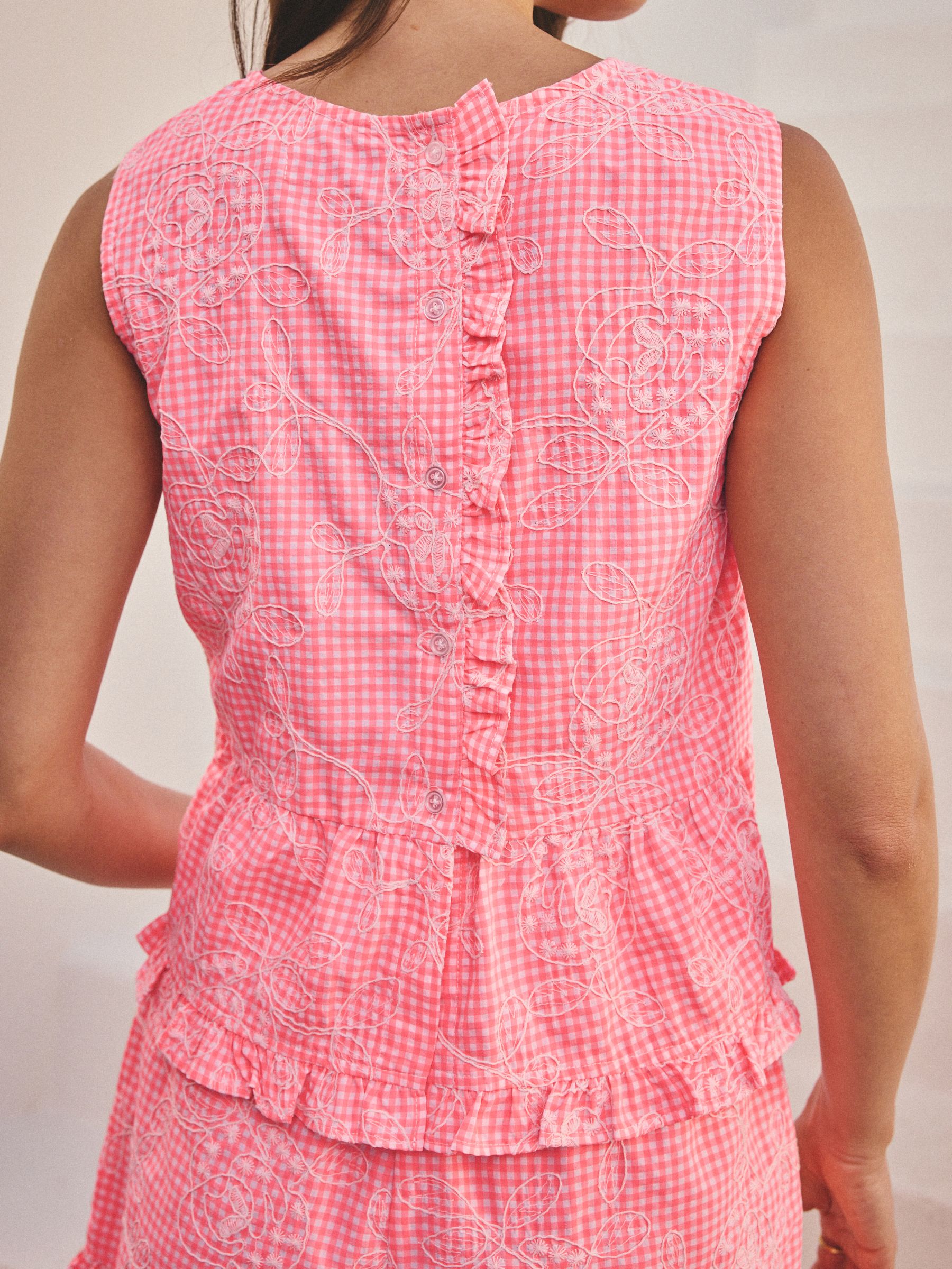 Buy Pink/White Gingham Top With Embroidery from Next USA
