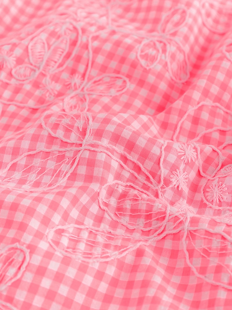 وردي/أبيض - رداء عُلوي بنقشة مربعات بتفاصيل مطرَّزة - صورة 9 من 9