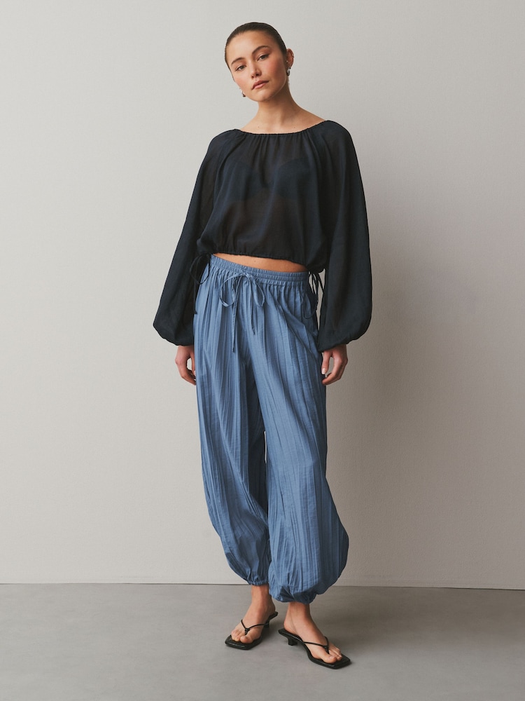 Blue Crushed Balloon Leg Trousers - Image 1 of 7