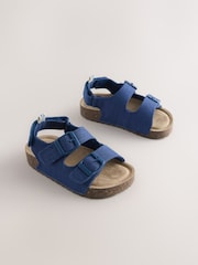 Blue/Navy Standard Fit (F) Double Buckle Sandals - Image 1 of 6