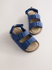 Blue/Navy Standard Fit (F) Double Buckle Sandals - Image 3 of 6