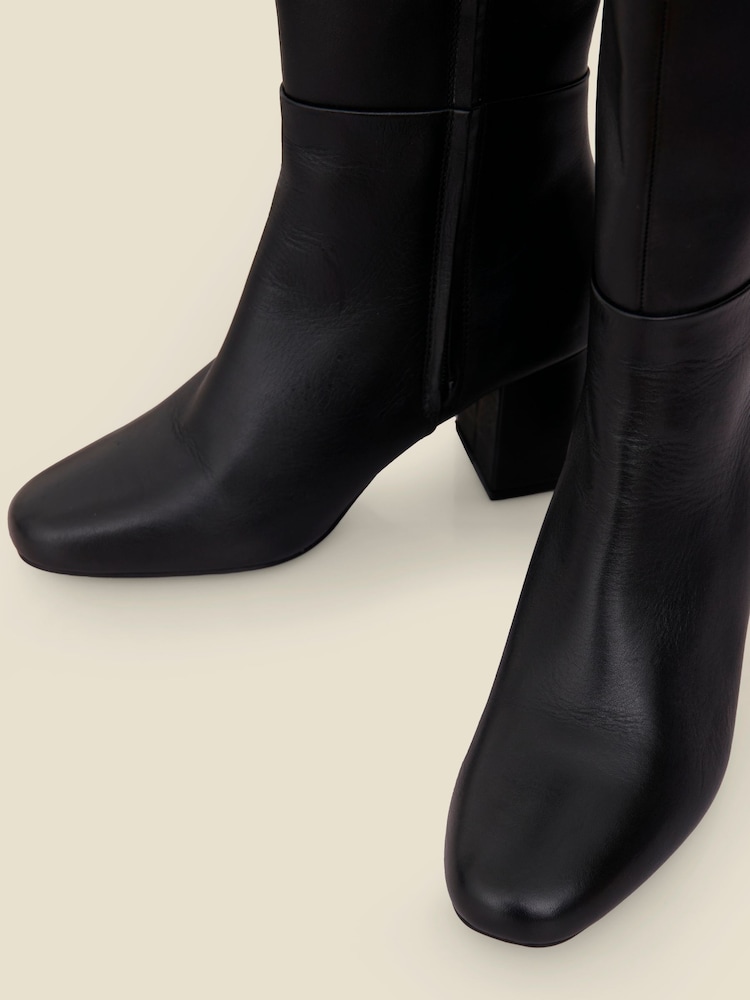 Sosandar Black Leather Heeled Knee High Boots - Image 5 of 5 Sosandar Black Leather Heeled Knee High Boots - Image 5 of 5