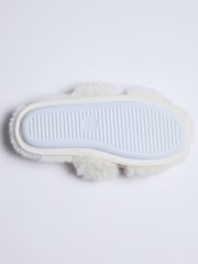 Boux Avenue Plush Bow Mix Slipper White Sliders - Image 5 of 5