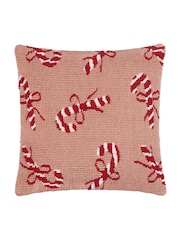 Furn Pink Red Candy Canes Tufted Cushion - Image 1 of 4