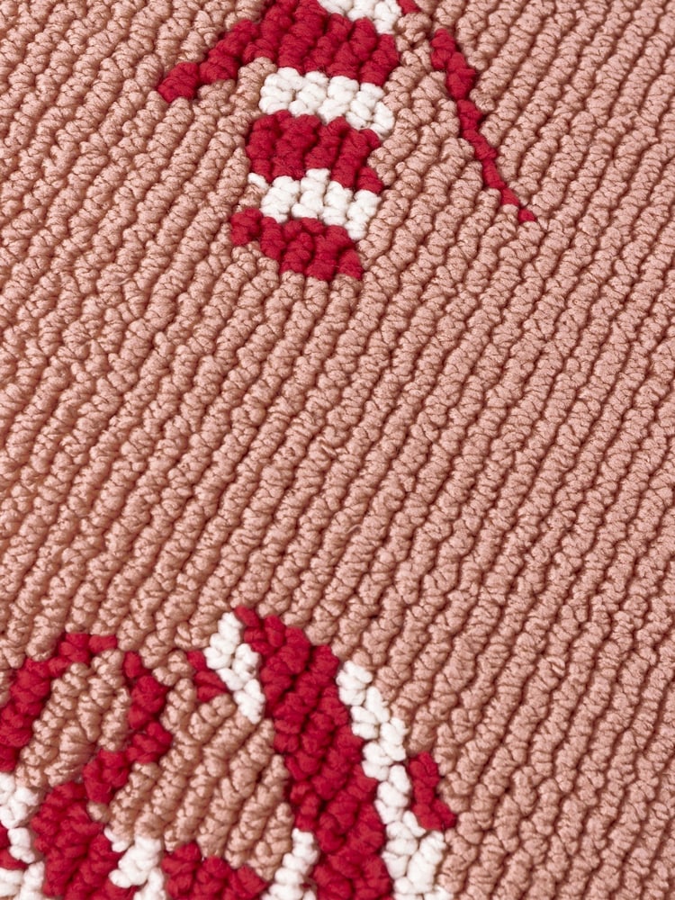 Furn Pink Red Candy Canes Tufted Cushion - Image 4 of 4