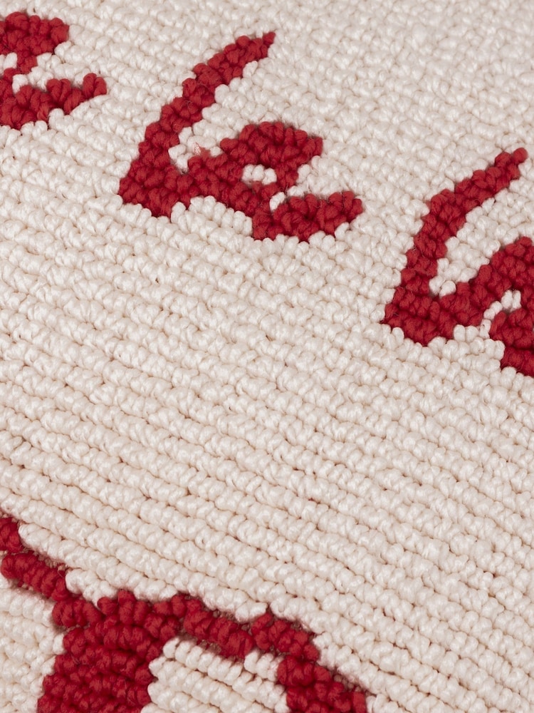 Furn Red/White Candy Fa La La Tufted Cushion - Image 4 of 4