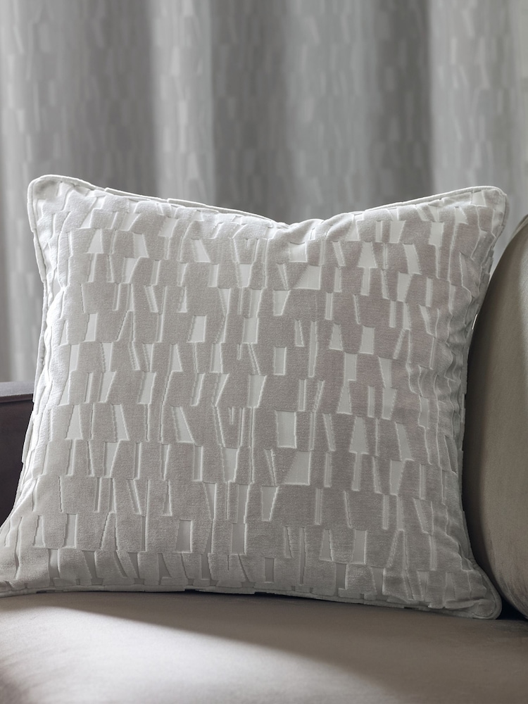Paoletti Silver Manhattan Velvet Cushion - Image 1 of 4 Paoletti Silver Manhattan Velvet Cushion - Image 1 of 4