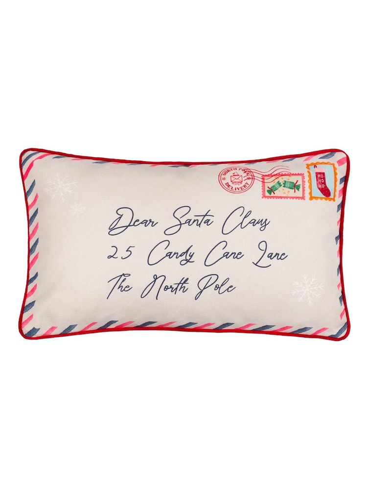 Furn Multicolour Dear Santa Printed Reversible Cushion - Image 1 of 4 Furn Multicolour Dear Santa Printed Reversible Cushion - Image 1 of 4