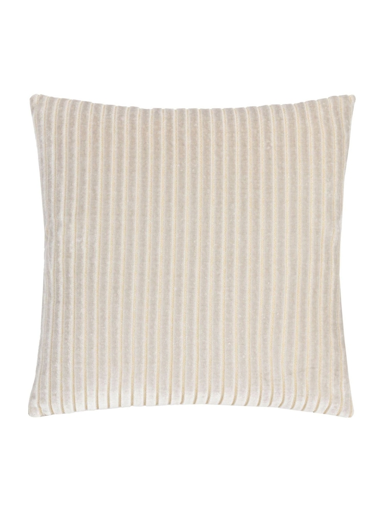 Paoletti Oyster Savoy Stripe Velvet Cushion - Image 1 of 4 Paoletti Oyster Savoy Stripe Velvet Cushion - Image 1 of 4