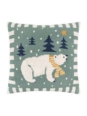 Furn Frosty Blue Polar Bear Tufted Cushion - Image 1 of 4