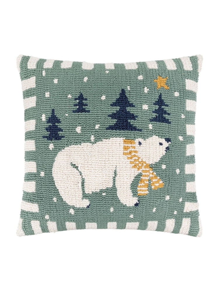 Furn Frosty Blue Polar Bear Tufted Cushion - Image 1 of 4