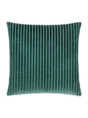 Paoletti Teal Savoy Stripe Velvet Cushion - Image 1 of 4