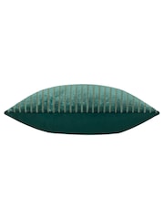 Paoletti Teal Savoy Stripe Velvet Cushion - Image 3 of 4
