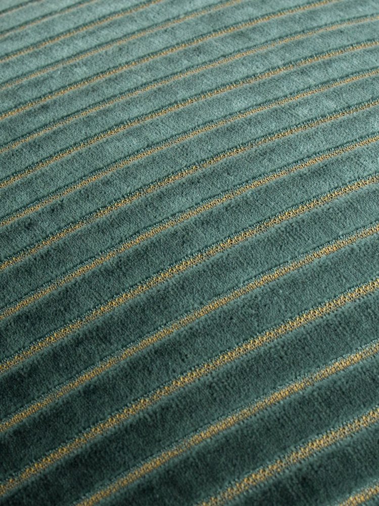 Paoletti Teal Savoy Stripe Velvet Cushion - Image 4 of 4 Paoletti Teal Savoy Stripe Velvet Cushion - Image 4 of 4