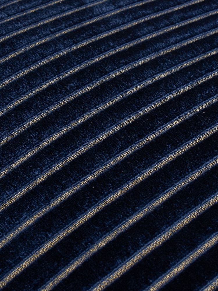 Paoletti Navy Savoy Stripe Velvet Cushion - Image 4 of 4 Paoletti Navy Savoy Stripe Velvet Cushion - Image 4 of 4