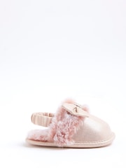 River Island Fur Bow Glam Slippers - Bild 1 von 5