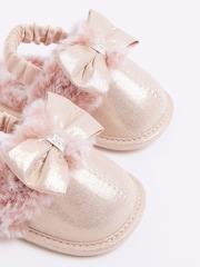 River Island Fur Bow Glam Slippers - Bild 3 von 5