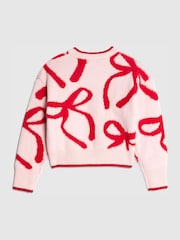 River Island Pink Fluffy Bow Jumper - Image 2 of 4
