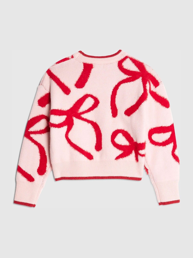 River Island Pink Fluffy Bow Jumper - Image 2 of 4