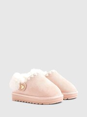 River Island Pink Fur Strap Whipstch Slippers - Image 4 of 5